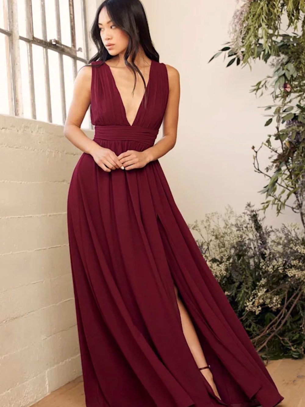 NWT Heavenly Hues Burgundy Maxi Dress